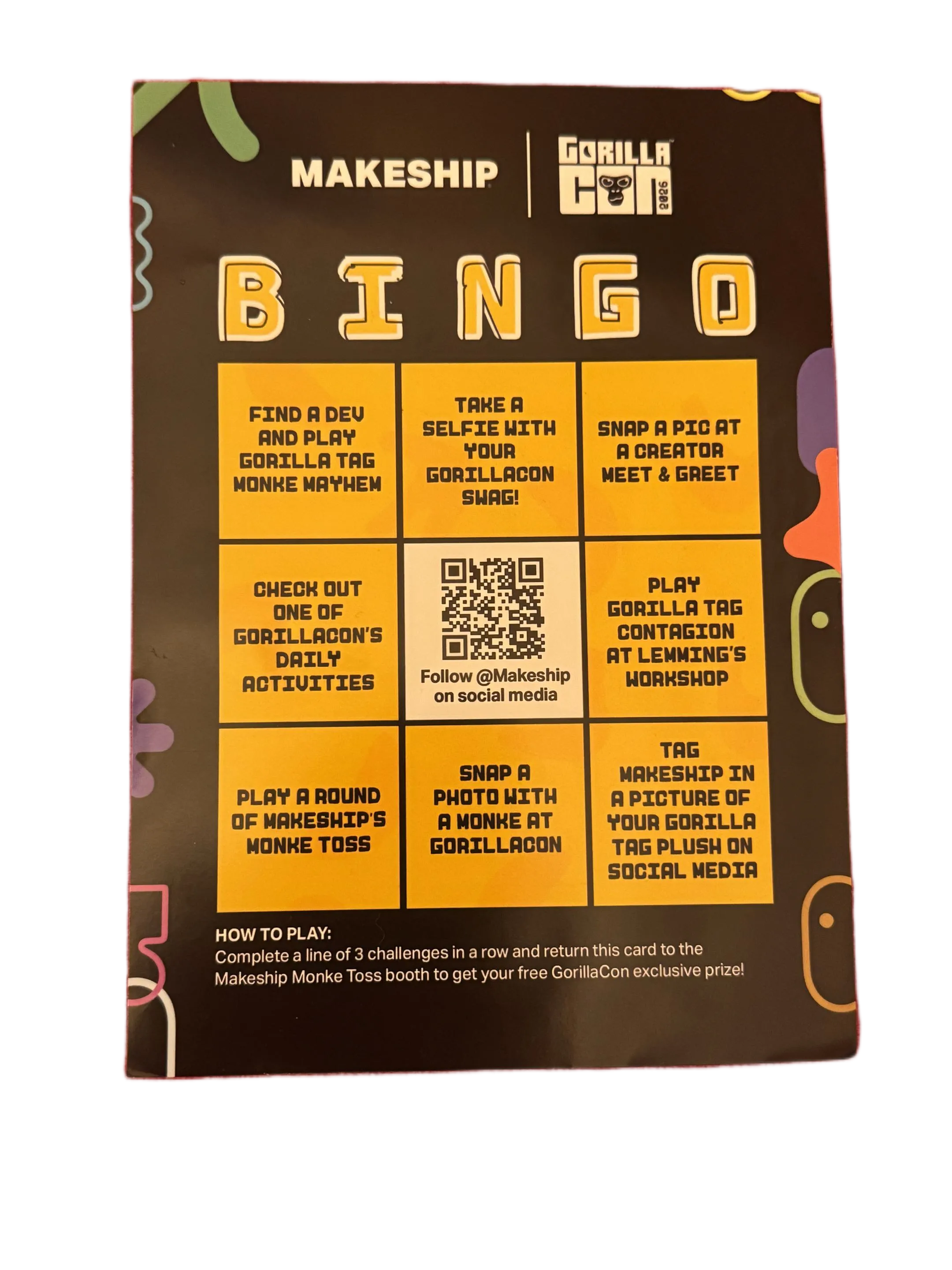 GorillaCon 2026 Bingo Card